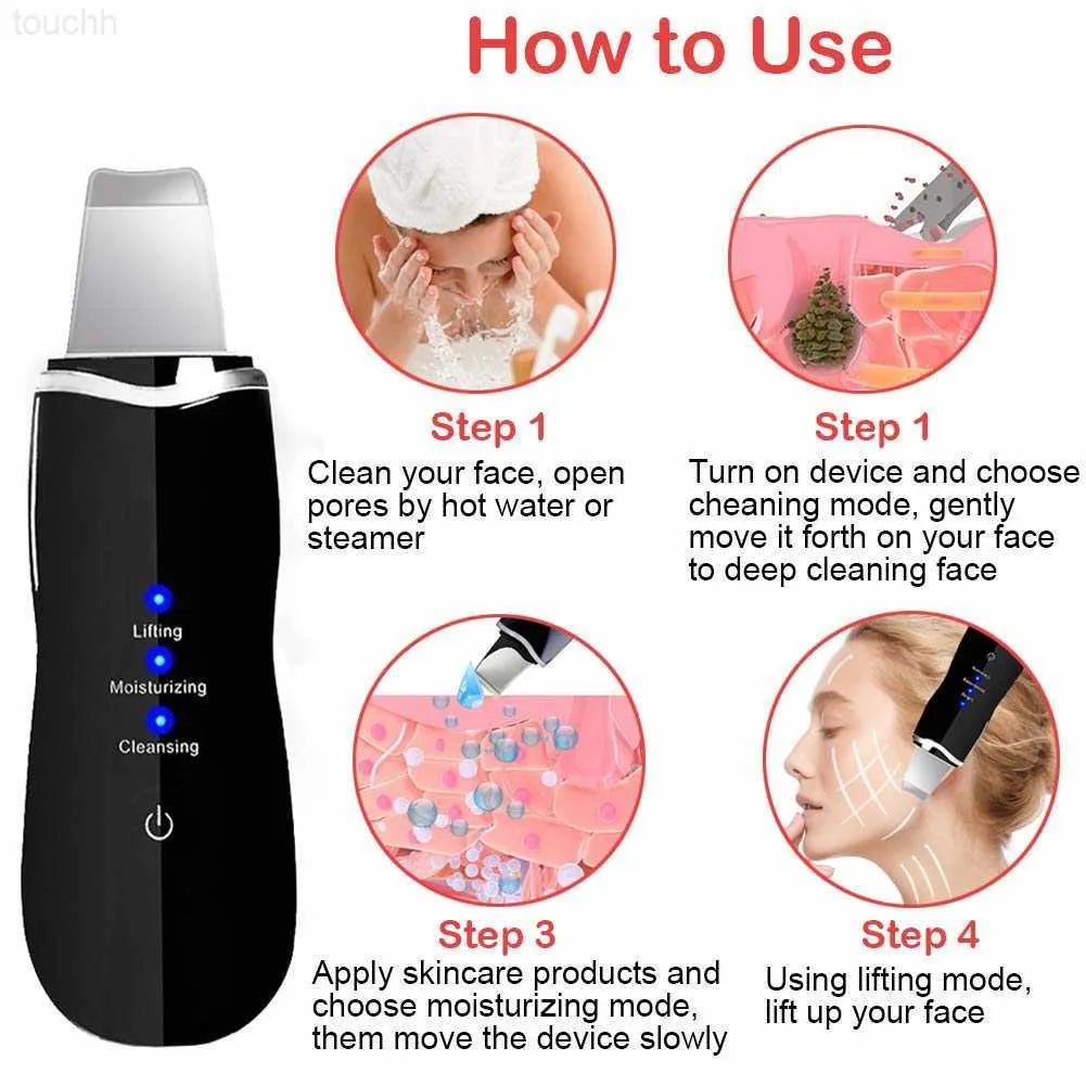 Ultrasonic Deep Face Cleaning Machine Skin Scrubber Remove